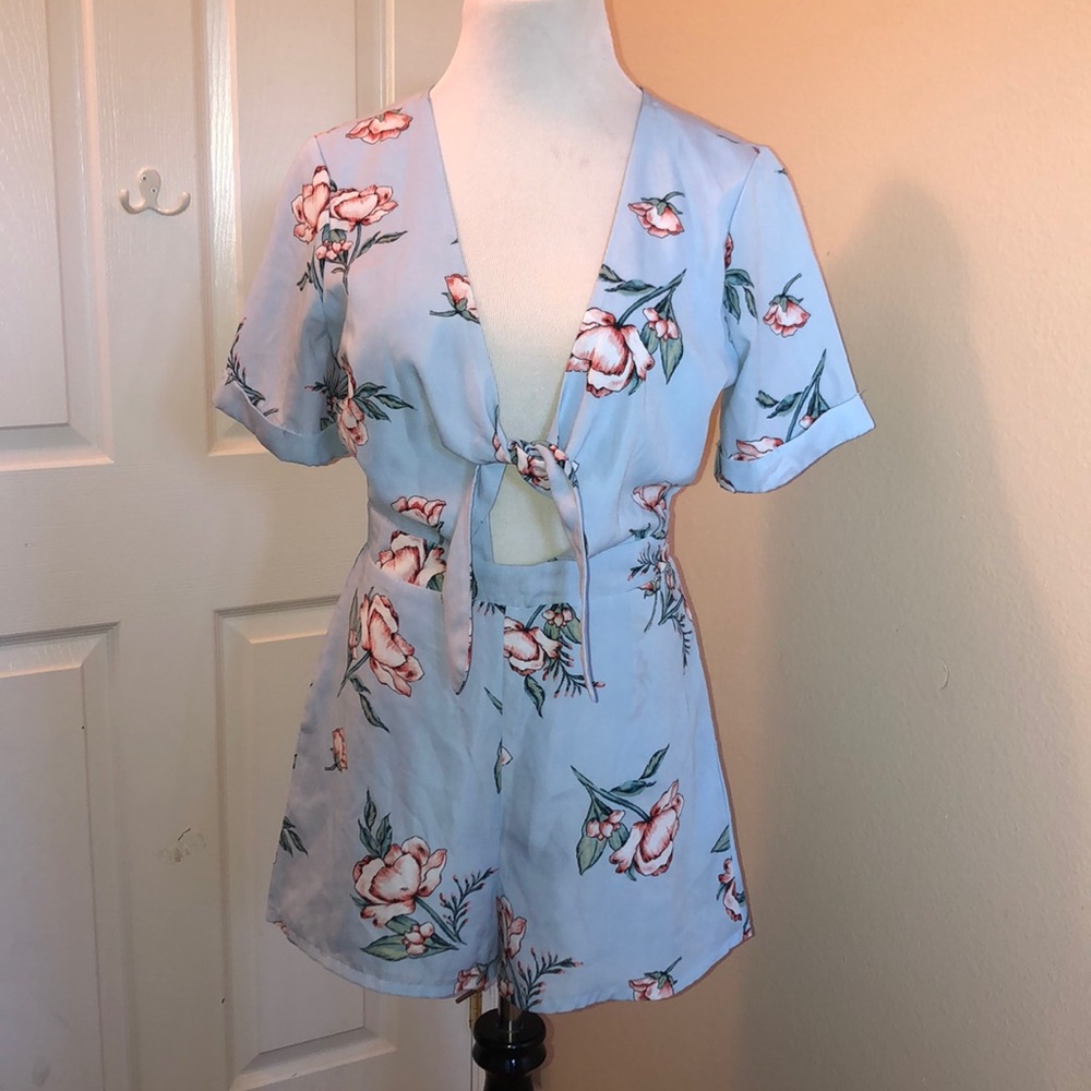 Summer Romper, Floral with Tie-Front